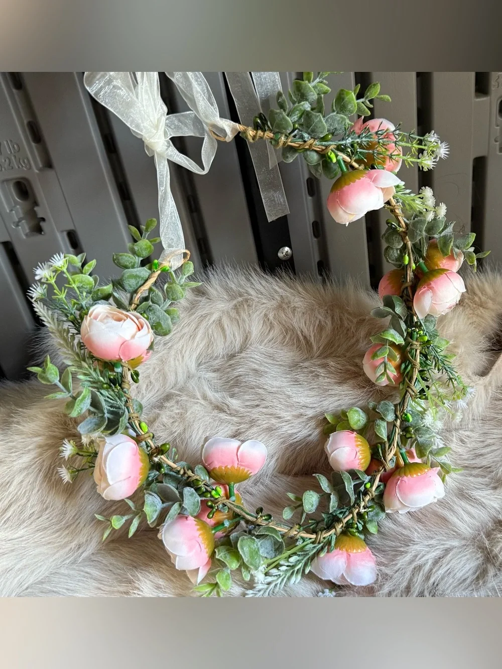 Pastel Rose Eucalyptus Flower Crown / Boho Cottagecore Wreath
